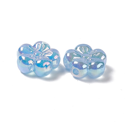 UV Plating Rainbow Iridescent Acrylic Flower Beads X-PACR-M003-10-1