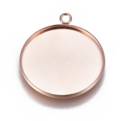 Ion Plating(IP) 304 Stainless Steel Pendant Cabochon Settings X-STAS-G127-13-25mm-RG-1