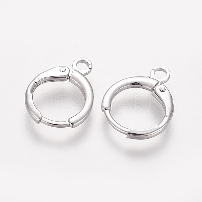 Brass Huggie Hoop Earring Findings X-KK-L179-04P-A-1