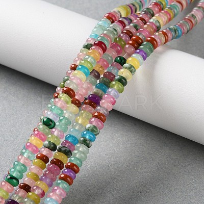 Dyed Natural White Jade & Natural Red Jasper & Synthetic Malachite Beads Strands G-B135-C01-01-1
