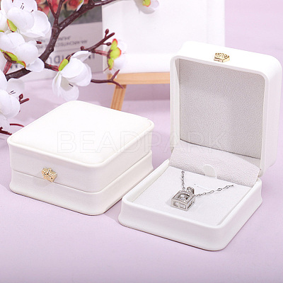 2Pcs PU Leather Necklace Pendant Gift Boxes LBOX-CL0001-01-1
