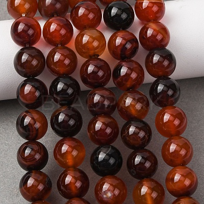 Dyed Natural Agate Round Beads Strands G-E321B-10mm-02-1