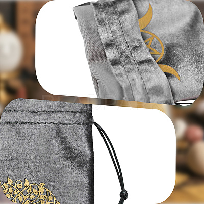 Rectangle Gold Stamping Velvet Tarot Storage Drawstring Bags for Divination ABAG-WH20001-25C-1