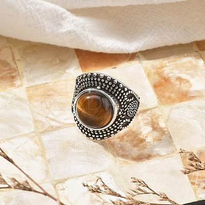 Natural Tiger Eye Adjustable Rings RJEW-I108-03AS-14-1