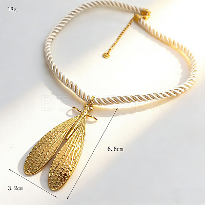 304 Stainless Steel Big Pendant RoundPolycotton Twisted Cord Necklaces for Women WG3C3B3-02-1