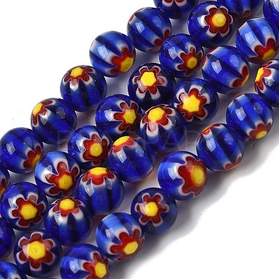 Round Millefiori Glass Beads Strands LK-P002-26-1