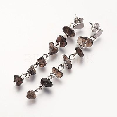 Chip Gemstone Dangle Stud Earrings EJEW-JE02255-1