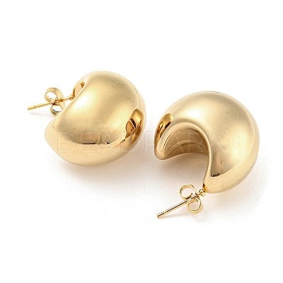 304 Stainless Steel Plain Dome Stud Earrings EJEW-H102-01G-1