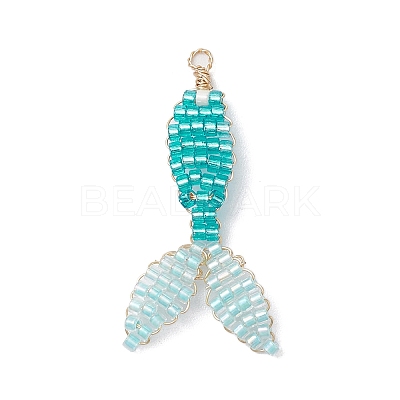 3Pcs 3 Colors Seed Beads Beaded Pendants PALLOY-MZ00222-1