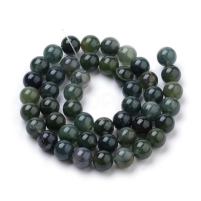 Natural Moss Agate Beads Strands X-G-I199-06-10mm-1