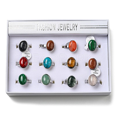 Natural Gemstone Finger Ring RJEW-C042-01-1