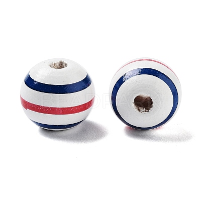 Independence Day Theme Wood European Beads WOOD-M011-07D-1