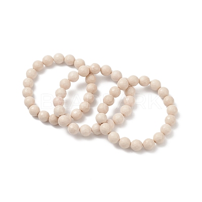 Natural Fossil Bead Stretch Bracelets BJEW-K212-C-015-1