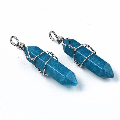 Natural White Jade Pointed Pendants G-S359-198A-1