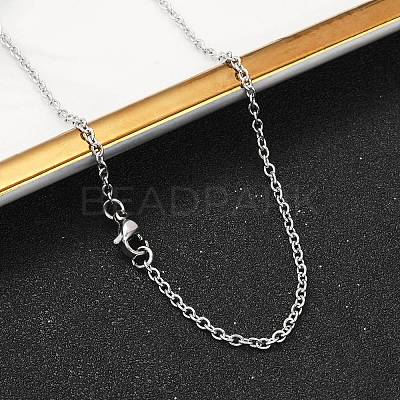 Non-Tarnish Classic Plain 304 Stainless Steel Mens Womens Cable Chain Necklace Making STAS-P045-01P-A-1