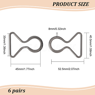 6 Pairs Zinc Alloy Clasps FIND-BC0004-66B-1