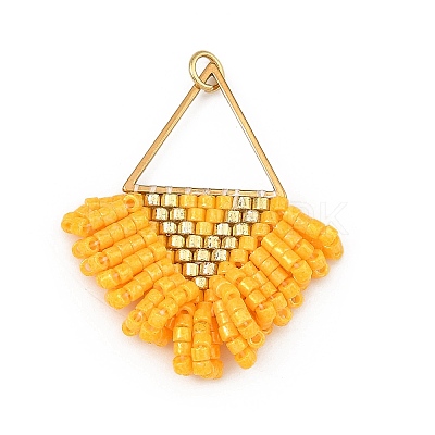 304 Stainless Steel & Glass Seed Beads Fringe Pendants PALLOY-MZ01427-03-1