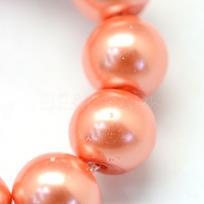 Baking Paint Pearlized Glass Pearl Round Beads Strands X-HY-Q330-8mm-77-1