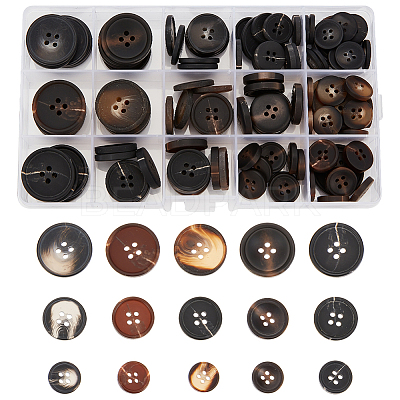 120Pcs 15 Styles Resin Buttons RESI-OC0001-62-1