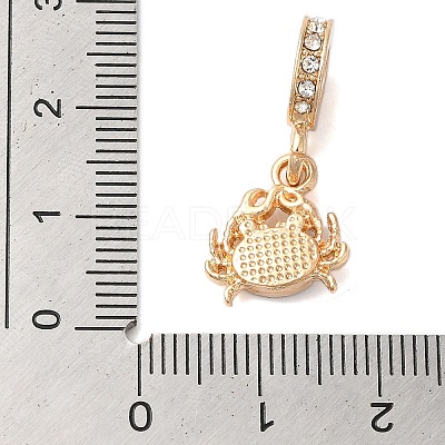 Rack Plating Alloy Rhinestone European Dangle Charms PALLOY-S189-38G-02-1