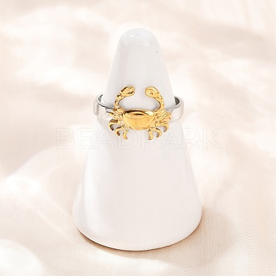 304 Stainless Steel Double Color Cuff Rings RJEW-S635-01GP-18-1