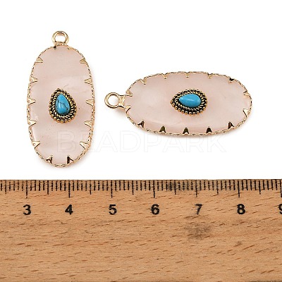 Natural Rose Quartz & Synthetic Turquoise Carved Pendants GG-CBA5963-02A-1