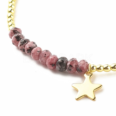 Natural Malaysia Jade(Dyed) Round Beaded Stretch Bracelet with 304 Stainless Steel Star Charms BJEW-JB08059-01-1