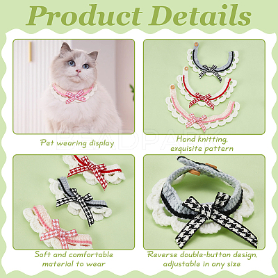 3Pcs 3 Colors Acrylic Fibers Cat Bowknot Collar AJEW-FG0004-34-1