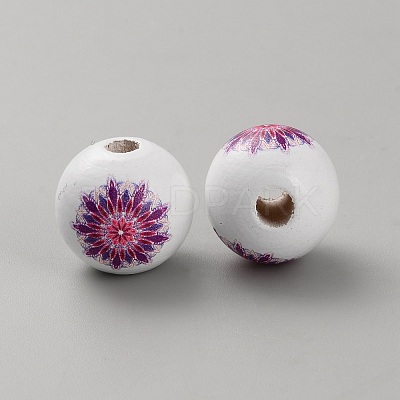 Printed Wood European Beads WOOD-CJC0001-20H-1