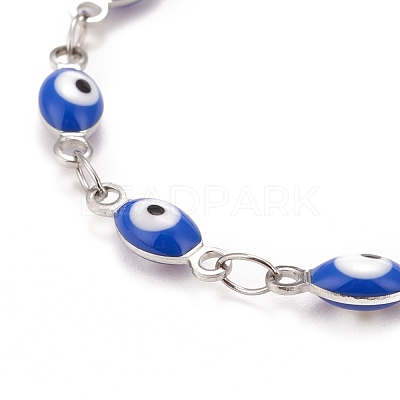 Enamel Horse Eye Link Chains Bracelet BJEW-P271-05P-01-1
