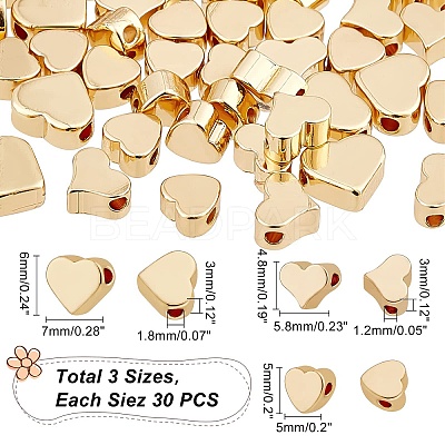 90Pcs 3 Style Brass Beads KK-PH0004-83-1