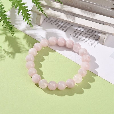Natural Rose Quartz Bead Stretch Bracelets X-BJEW-K212-C-045-1