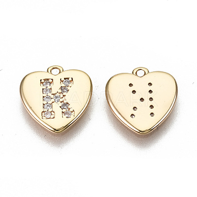 Brass Micro Pave Clear Cubic Zirconia Charms KK-N231-234K-NF-1