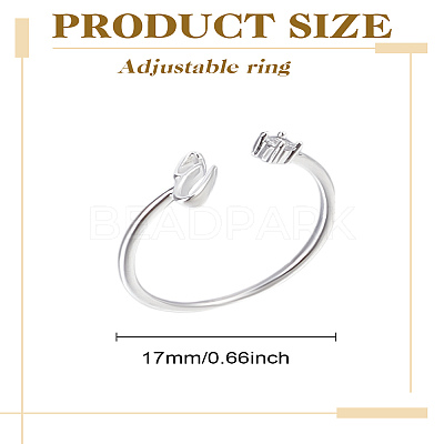 1Pc Letter Brass Rhinestone Open Cuff Rings for Women AJEW-LP0004-47E-S-1