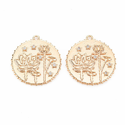 Brass Micro Pave Clear Cubic Zirconia Pendants KK-S364-191-1