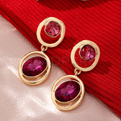 Alloy Rhinestone Stud Dangle Earrings for Women WG85C1A-01-1