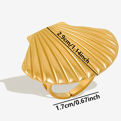 304 Stainless Steel Ocean Shell Beach Ring UR3075-2-1