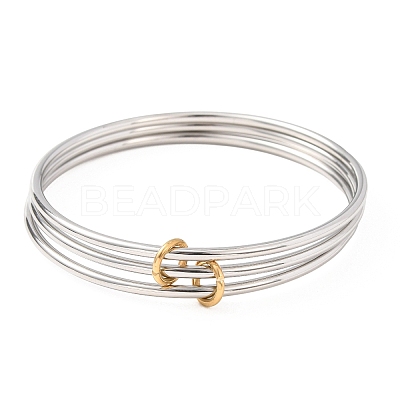 304 Stainless Steel Multi-strand Bangles BJEW-K271-02P-1