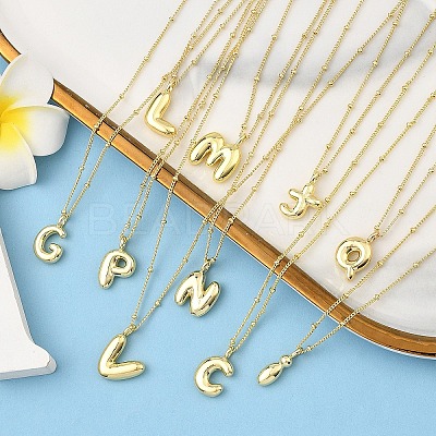 1Pc Initial Letter Brass Pendant Necklaces NJEW-YW0001-24H-1