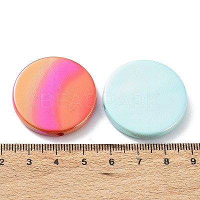 UV Plating Rainbow Iridescent Acrylic Beads OACR-A029-17-1