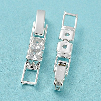 Brass Pave Clear Cubic Zirconia Watch Band Clasps KK-Q804-26S-1