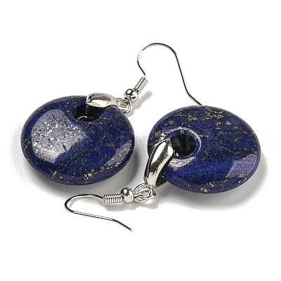 Rack Plating Brass Flat Round Dangle Earrings for Women EJEW-B064-01P-08-1