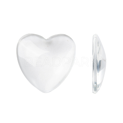 Transparent Glass Heart Cabochons GGLA-R021-25mm-1