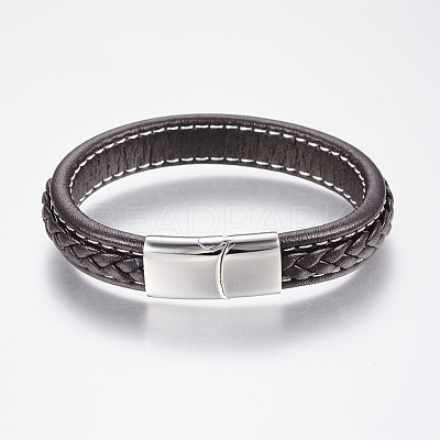 Braided Leather Cord Bracelets BJEW-H561-07F-1