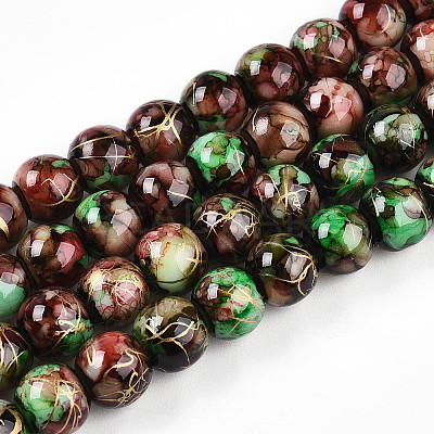 Baking Paint Glass Beads Strands DGLA-N003-8mm-B07-1