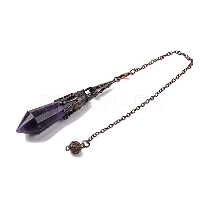 Natural Amethyst Pointed Dowsing Pendulum Big Pendants G-H285-06R-A04-1