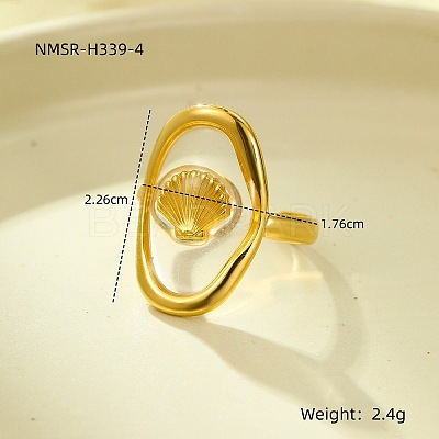 Preserved Flowers 304 Stainless Steel and Epoxy Resin Open Cuff Rings for Women FS-WGCF311-22-1