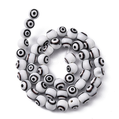 Handmade Evil Eye Lampwork Round Bead Strands LAMP-L055-6mm-1