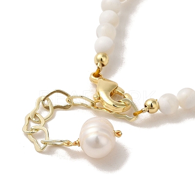 Natural Pearl & Shell Beaded Bracelets BJEW-C051-19G-1