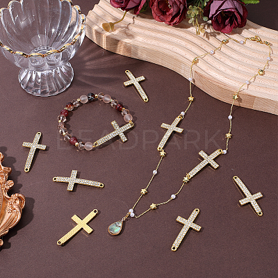 12Pcs Religion Alloy Crystal Rhinestone Connector Charms FIND-PH0038-15G-1